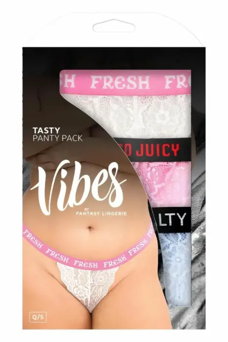 TASTY VIBES – 3-paarist pitsiliste stringide komplekt – mitmevärviline – Q/S