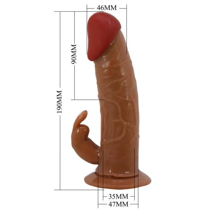 PRETTY LOVE Marion universālais strap-on dildo ar vibrējošu trušīti – 19 cm (7.4″) – Daudzkrāsains Foto 10
