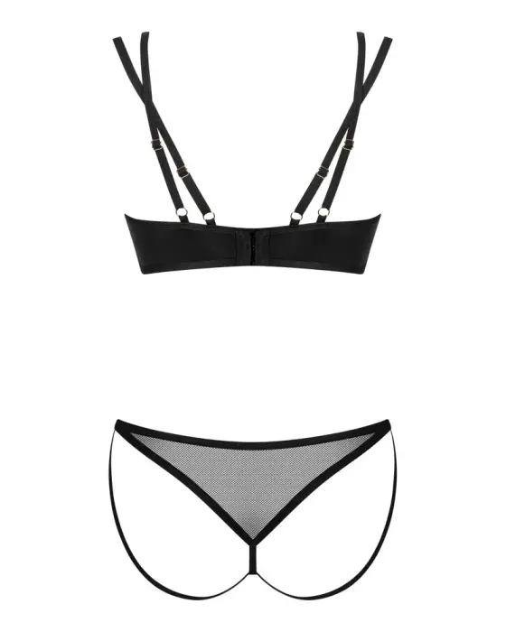 Obsessive Nesari krūštura un stringu komplekts – melns – XL/XXL Foto 4