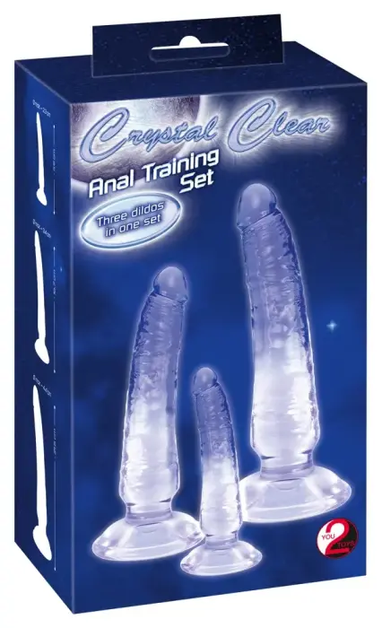 Crystal Clear 3 dildo rinkinys analiniam treniravimuisi – mėlynas