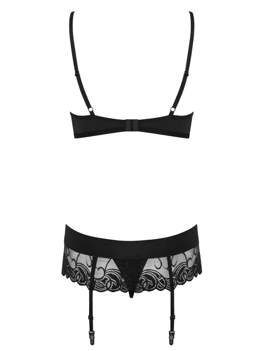 Wonderia 3-piece Lingerie Set – Black – S