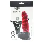 Kiotos COX – nahast strap-on komplekt: dildo Monstar Beast 74 – punane/must — Foto 5