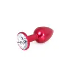 Aluminum Buttplug Red with Clear Gem – 7 cm — Photo 1