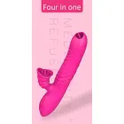 Angelia vibrators ar kustību, rotējošu vārpstu un mēles stimulatoru – 18 cm (7″) – rozā Foto 8