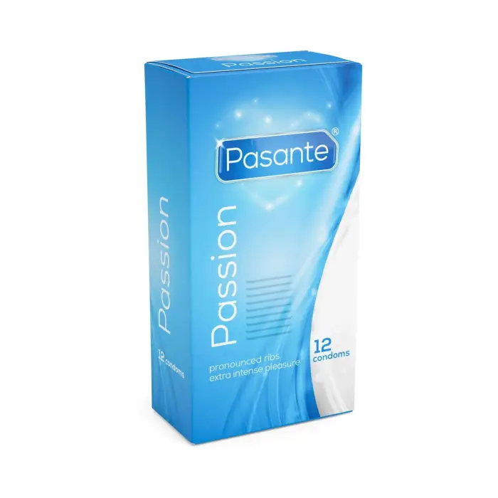 Pasante Ribbed Passion Condoms – 12 pcs