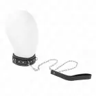 KINK PVC Leather Collar with Rhinestone Rivets 41.5x4cm + Leash 105cm – Black — Photo 2