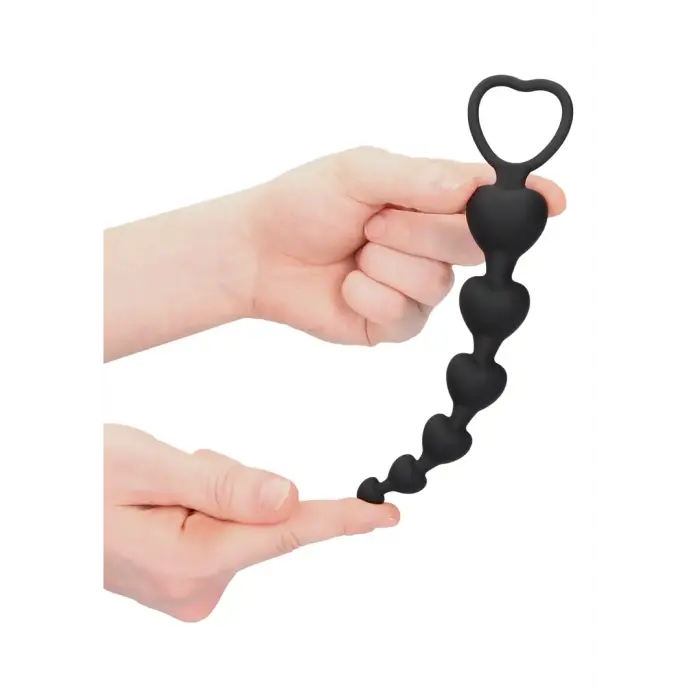 Anal Heart Beads – 10.5 cm (4.1″) – Black Photo