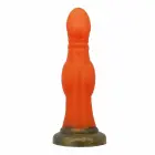 POWER MONSTERS Blazeheart Charger – fantaasialine silikoon-dildo – läbipaistev oranž – 18,5 cm — Foto 2
