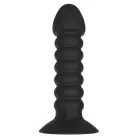 Vibrating Textured Anal Plug with Suction Cup – 11 cm – Black — Photo 1
