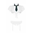 Christine Naughty Schoolgirl – plaid skirt, crop top & necktie set – white – S — Photo 6