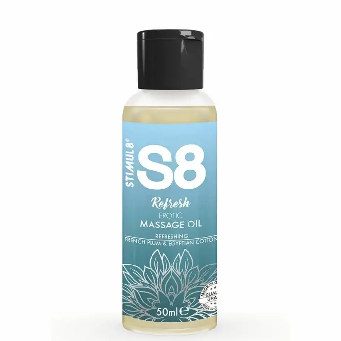 STIMUL8 S8 Refresh masāžas eļļa – French Plum & Egyptian Cotton – 50 ml