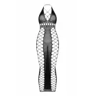 Christine Midnight Fishnet – pikk halterneck lõigetega kleit – must – üks suurus — Foto 4