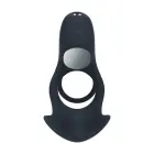 Вибрирующее силиконовое кольцо для члена с тройным мотором – черный Фото num