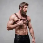 Fetish Submissive Attitude Men's Chest Harness – Black/Red – One Size — Photo 6