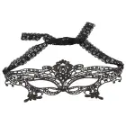 Cottelli Collection Black Embroidered Eye Mask with Lace Ribbon — Photo 3