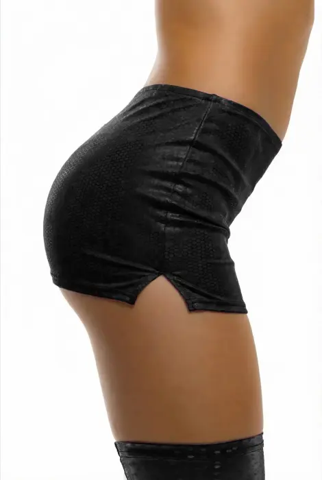 Glossy Luciana mini skirt – black – M