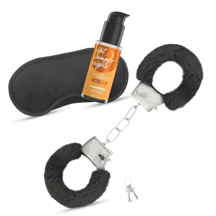 CRUSHIOUS DÉSIR NOIR HANDCUFFS SET + SATIN BLINDFOLD AND WARMING EFFECT LUBRICANT Foto 9