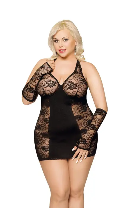 Andrea Lace Chemise – Black – 2XL