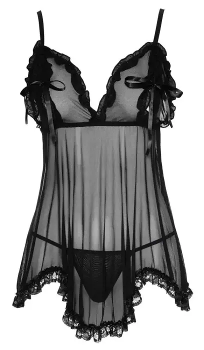 Babydoll Ruffles – melns – 2XL Foto 4