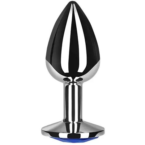Secret Play Blue алюминиевая анальная пробка M с декоративным камнем – 8.5 см – Синий