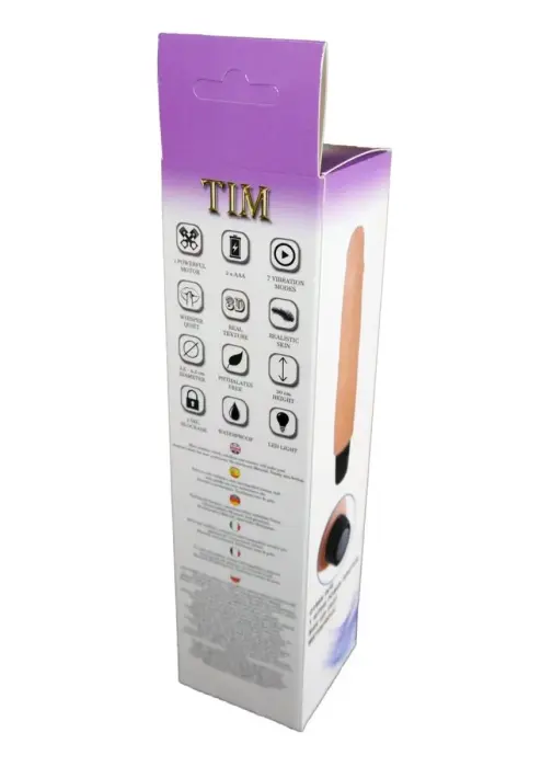 Wibrator-TIM 7 funkciju reālistisks vibrators – 18 cm (7″) – ādas krāsa Foto 6