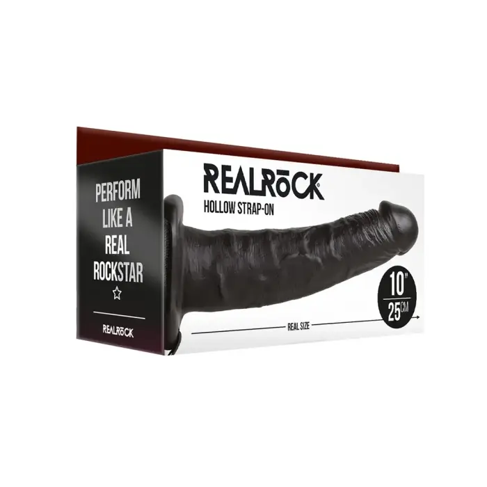 RealRock Hollow Strap-On Dildo – 24.5 cm (10″) – Black
