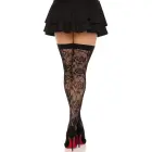 Leg Avenue Wild Rose Net Thigh Highs – Black – One Size — Photo 2