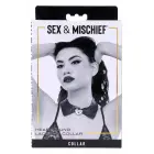 Sportsheets Sex and Mischief Lace Day Collar with Heart Lock – nėrinių dirbtinė oda – reguliuojamas — Nuotrauka 1