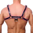 Red Leather Premium Harness L/XL Adjustable Black & Pink Straps — Photo 2