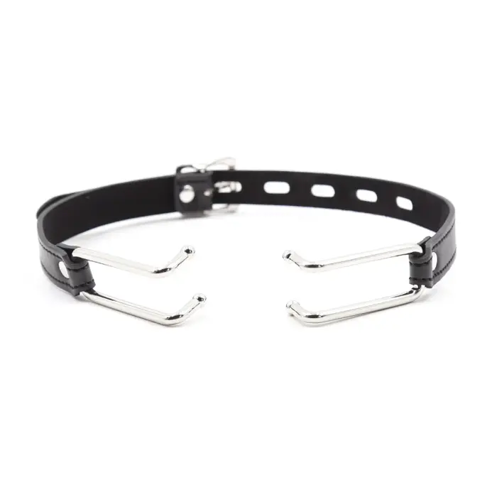 Faux Leather Panel Mouth Gag with Hooks