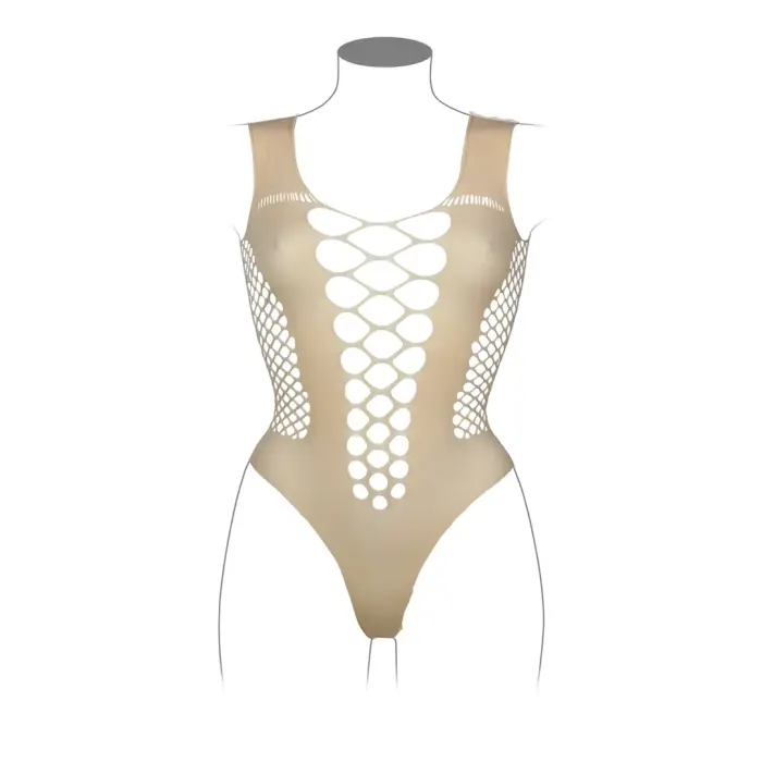 Bodijs ar dziļu V-izgriezumu un necaurspīdīgiem dekoriem – Queen Size Foto 6