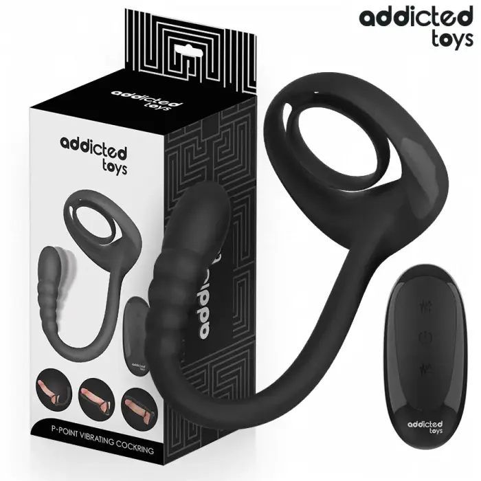 Addicted Toys P-Spot Dual Motor Ring Remote – Black – 21.5 cm (8.5″)