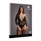 Võrkbodi ristuvate kaelarihmade ja sukahoidjatega – must – Plus size — Foto 1
