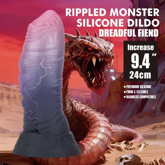 Power Monsters Dreadful Fiend – 24 cm (9.4″) Rippled Monster Silicone Dildo Photo