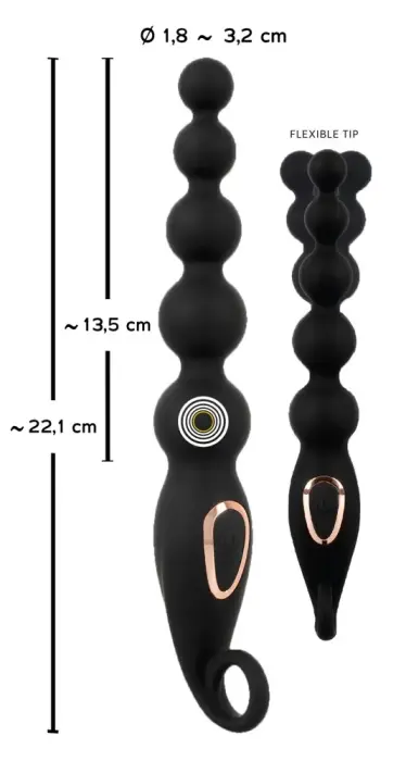 ANOS vibrējošas anālo bumbiņu ķēde – 22.1 cm – Black Foto 9