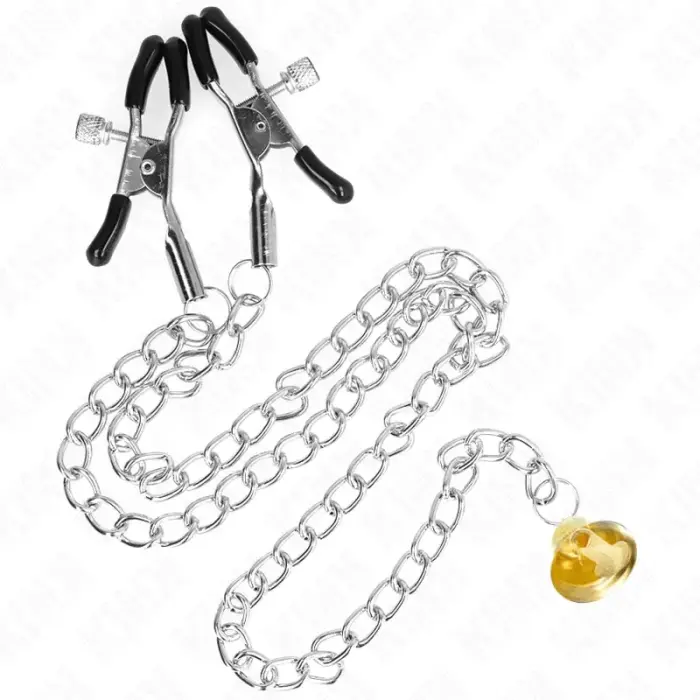 KINK Chain Nipple Clips 30cm with Horn Accent – Silver