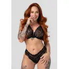 Christine Bonnie komplekts – mežģīņu krūšturis & augstligzdas bikses – melns – S/M — Foto 1