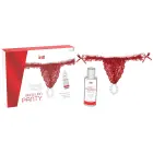 Brazilian Panty Set with Strawberry Lubricant – red — Photo 2