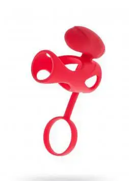 Черное и красное вибрирующее кольцо для члена – силикон – 14.5 см Фото num