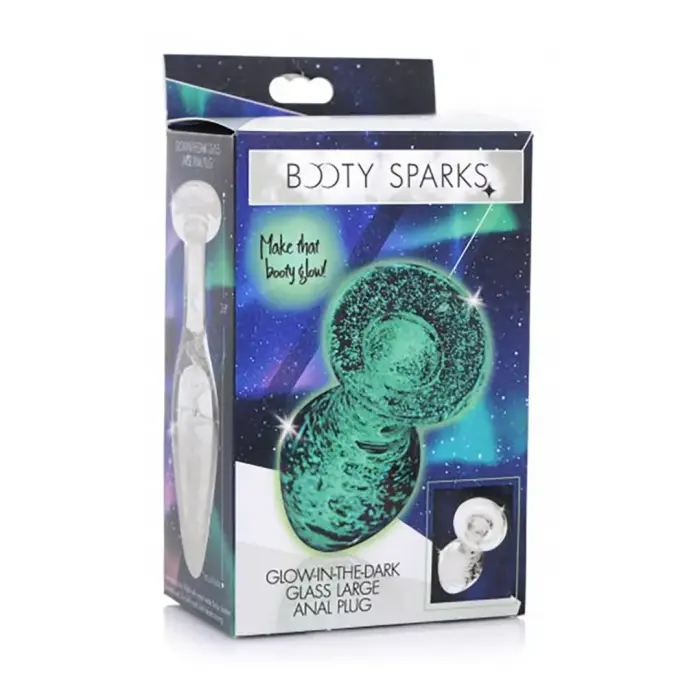 Tumsā spīdošs stikla anālais spraudnis – L – 19 cm (7.5″) – Zaļš