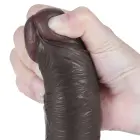 LoveToy Sliding Skin Dual Layer Dong – realistiškas dviejų sluoksnių dildo – TPE – juodas – 20,3 cm — Nuotrauka 9