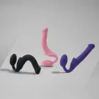 Pusiau realistiškas lankstomas strap-on dildo – rožinis – M — Nuotrauka 7