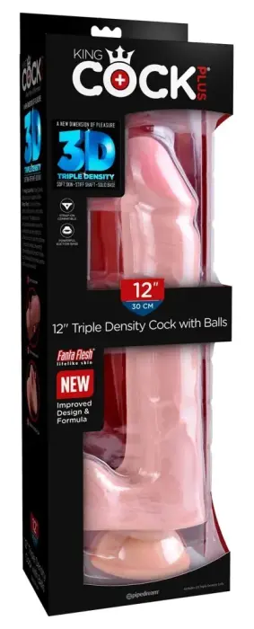 King Cock Plus двухслойный реалистичный дилдо с яичками и присоской – 33 см (13″) – телесный