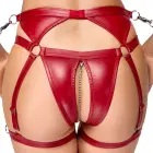 Cottelli Bondage – matte bra set with crotchless suspender briefs and restraints – red – XL — Photo 8
