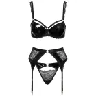 Комплект белья Cottelli LINGERIE с кружевом и винилом – 80B/M – чёрный — Фото 6