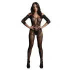 Сетчатое боди с кружевными рукавами – чёрное – One size — Фото 4