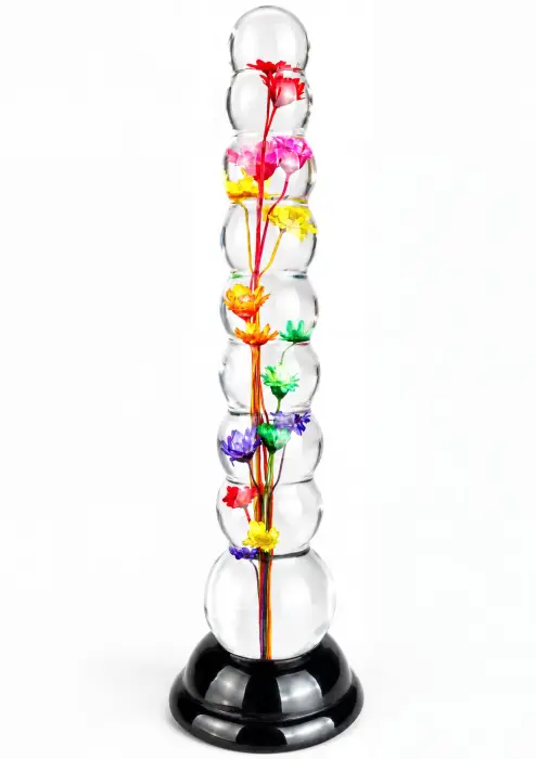 Bloomé by TOYJOY Everlasting Bloom Beaded Dong – beaded resin dildo with real flowers – 20 cm