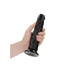 Išlenktas realistiškas dildo su siurbtuku – 22.5 cm (9″) – Juodas Photo