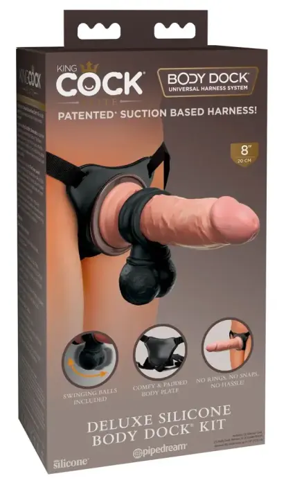 King Cock Elite Deluxe Silicone Body Dock Kit with Adjustable Harness – 20.3 cm (8″)