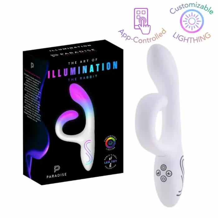 Paradise Illumination The Rabbit – вибратор с приложением и RGB-подсветкой – белый